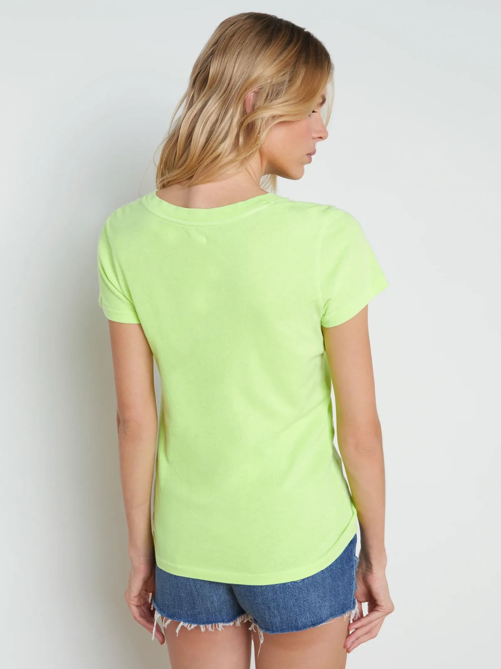 L'AGENCE Spring Collection|Tees|Becca Cotton V-Neck Tee Neon Citrus