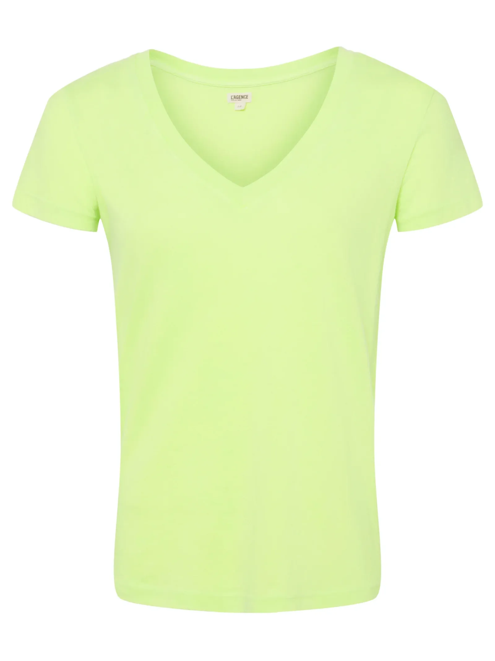 L'AGENCE Spring Collection|Tees|Becca Cotton V-Neck Tee Neon Citrus