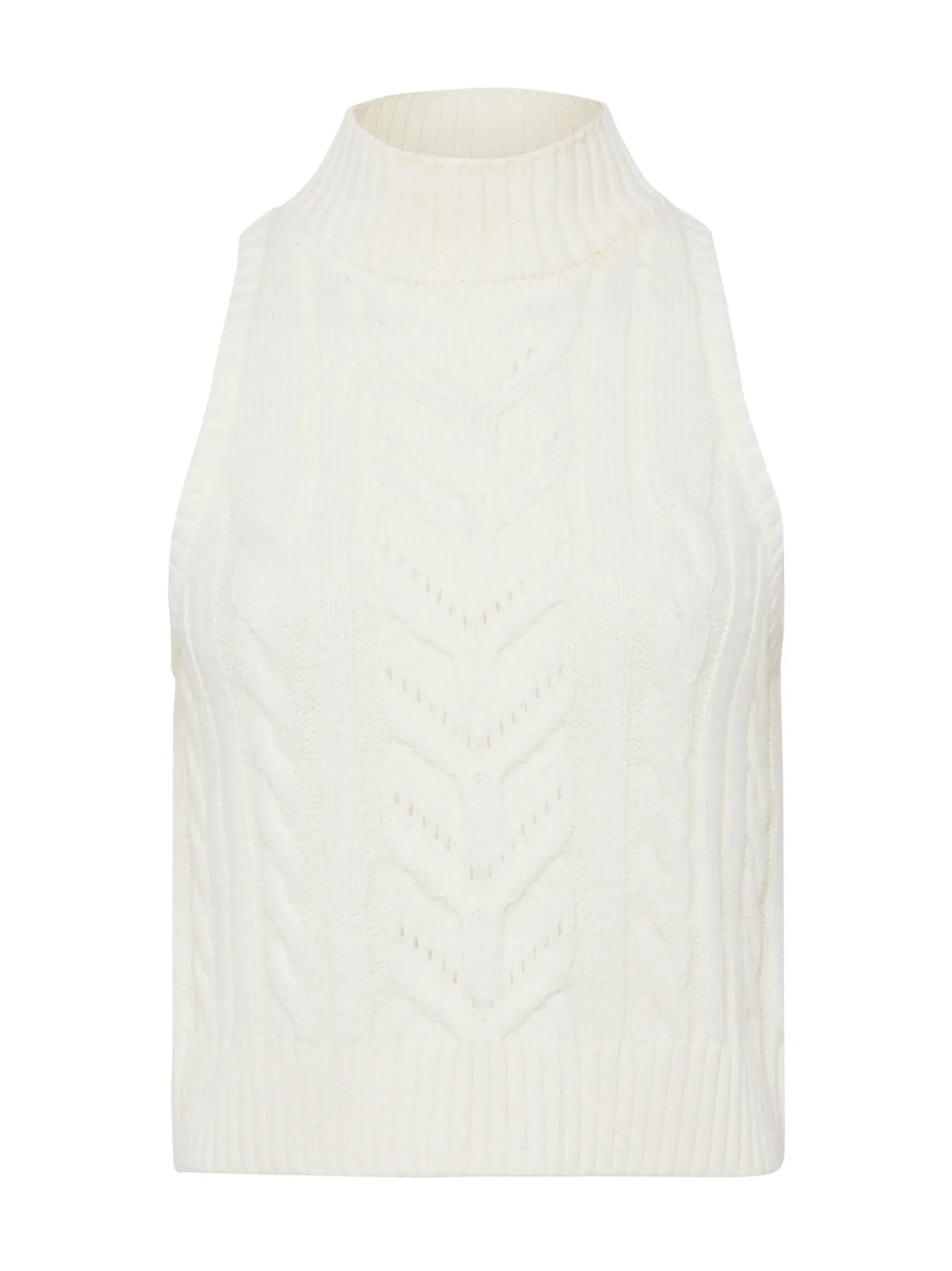 L'AGENCE Nouveau Whites|Spring Collection|Bellini Cable-Knit Turtleneck Ivory
