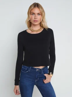 L'AGENCE All Things Black|Spring Collection|Benny Cotton Crewneck Tee Black