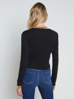 L'AGENCE All Things Black|Spring Collection|Benny Cotton Crewneck Tee Black