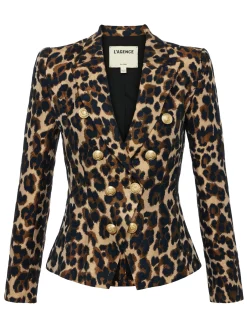 L'AGENCE Print Edition|Spring Collection|Bethany Tapered Blazer Cashew Multi Leopard Jacquard