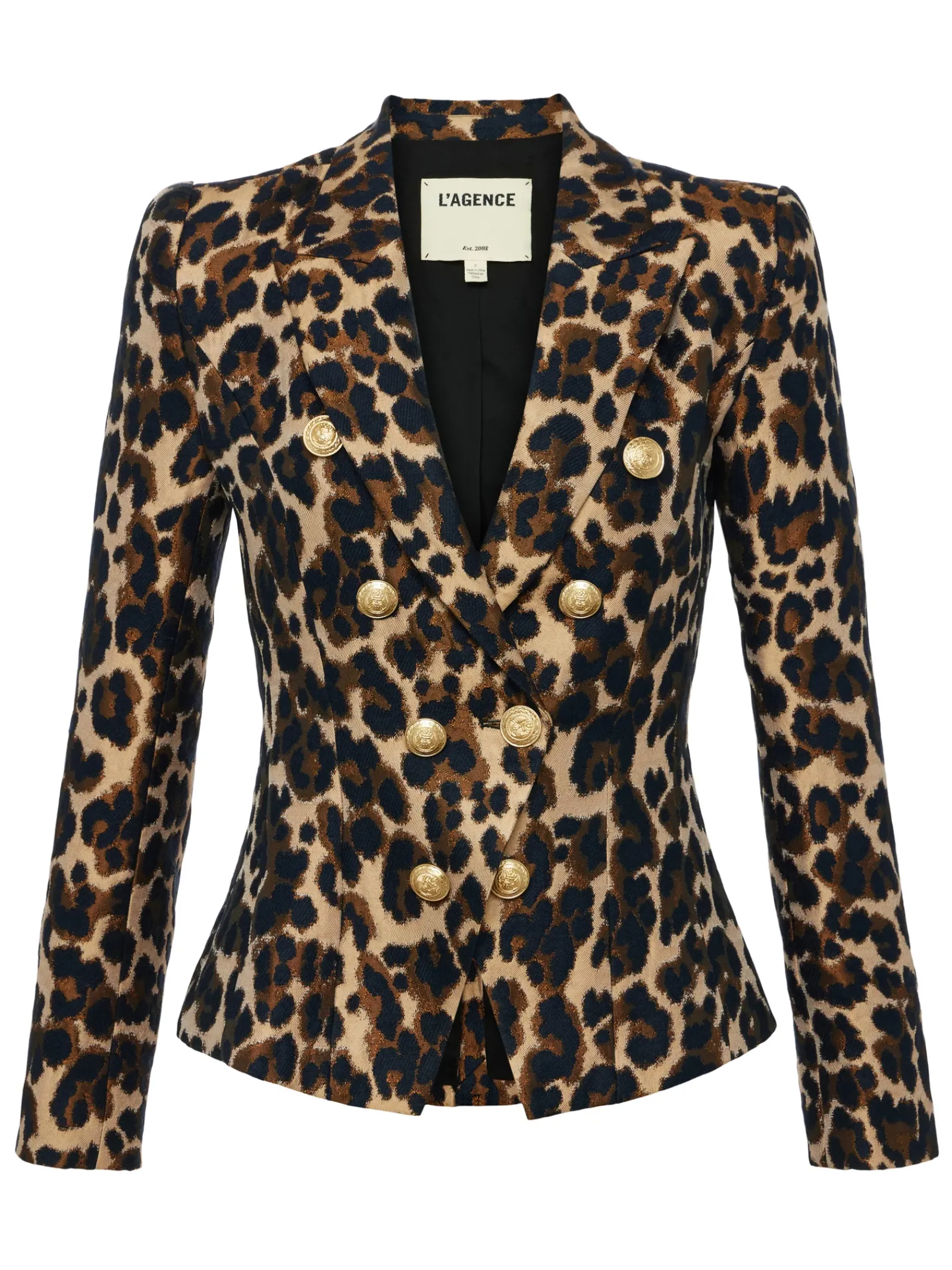 L'AGENCE Print Edition|Spring Collection|Bethany Tapered Blazer Cashew Multi Leopard Jacquard