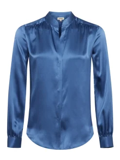 L'AGENCE Resort Collection|Silks|Bianca Blouse Blue Horizon