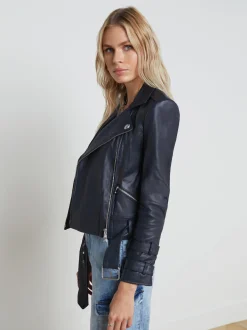 L'AGENCE Leather|Blazers & Jackets|Billie Belted Leather Jacket Midnight
