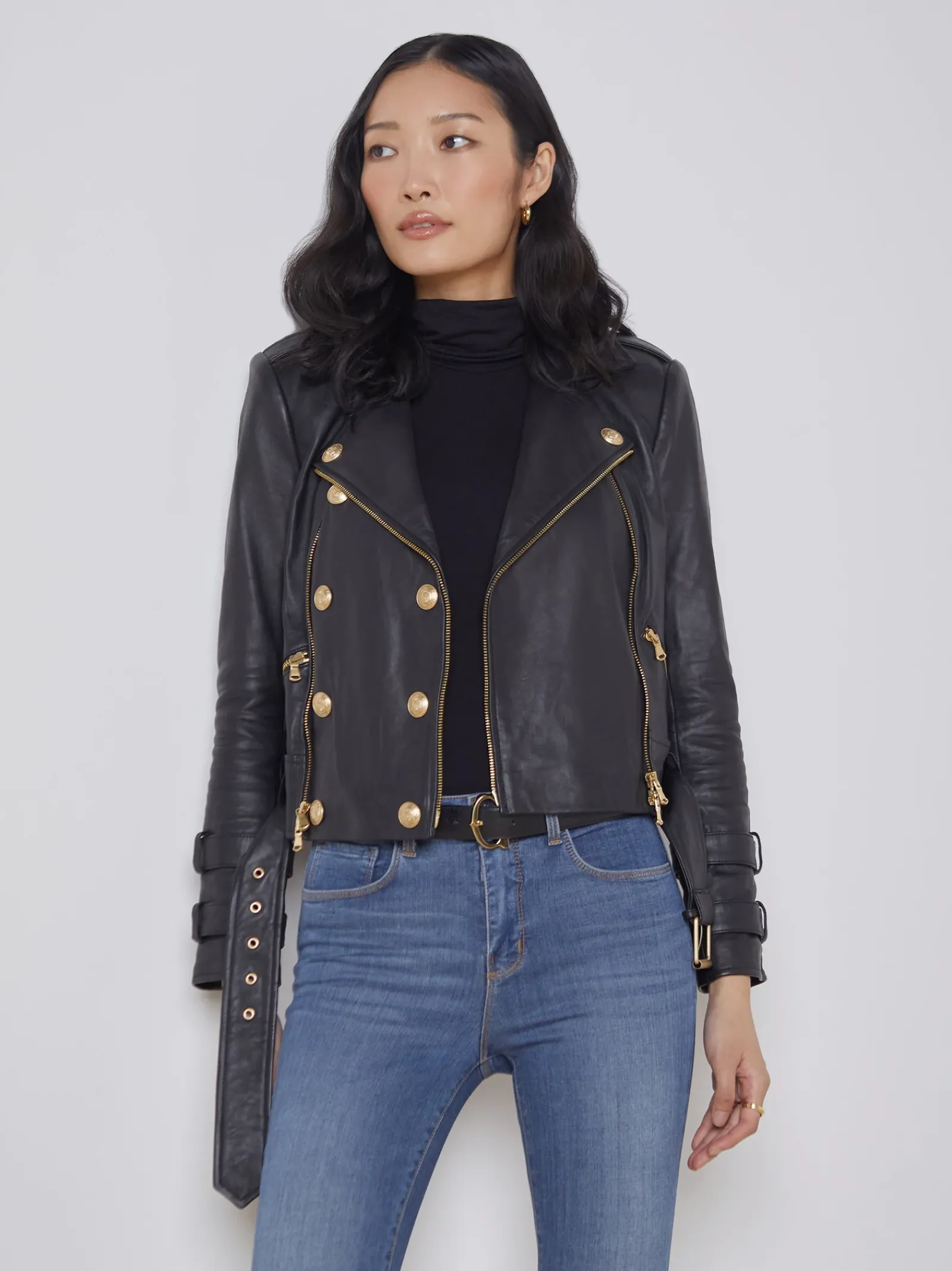 L'AGENCE All Things Black|Leather|Billie Belted Leather Jacket Black