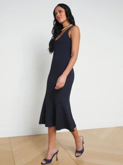 L'AGENCE Spring Collection|Dresses & Jumpsuits|Bisous Flared Midi Dress Midnight