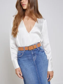 L'AGENCE Best Sellers|Silks|Blaze Silk Bodysuit Ivory
