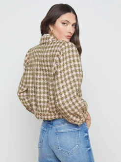 L'AGENCE Resort Collection|Best Sellers|Bridges Tweed Jacket Army/Light Pink Multi