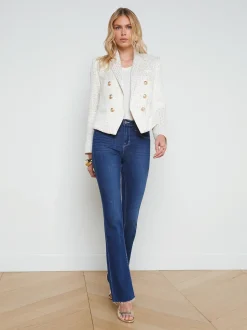 L'AGENCE Nouveau Whites|Spring Collection|Brooke Open-Front Blazer Ivory/Light Gold