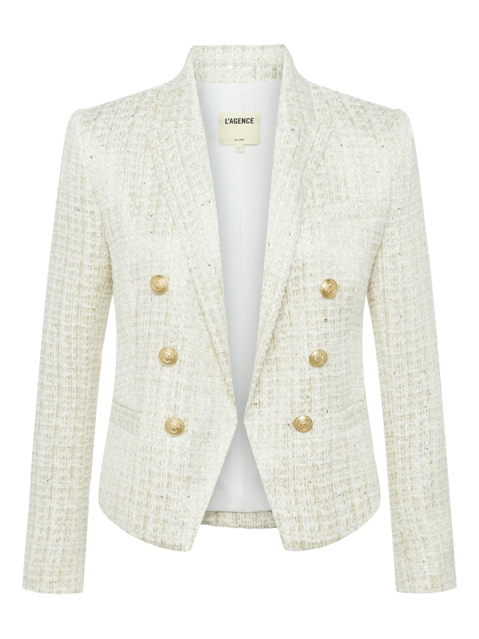 L'AGENCE Nouveau Whites|Spring Collection|Brooke Open-Front Blazer Ivory/Light Gold