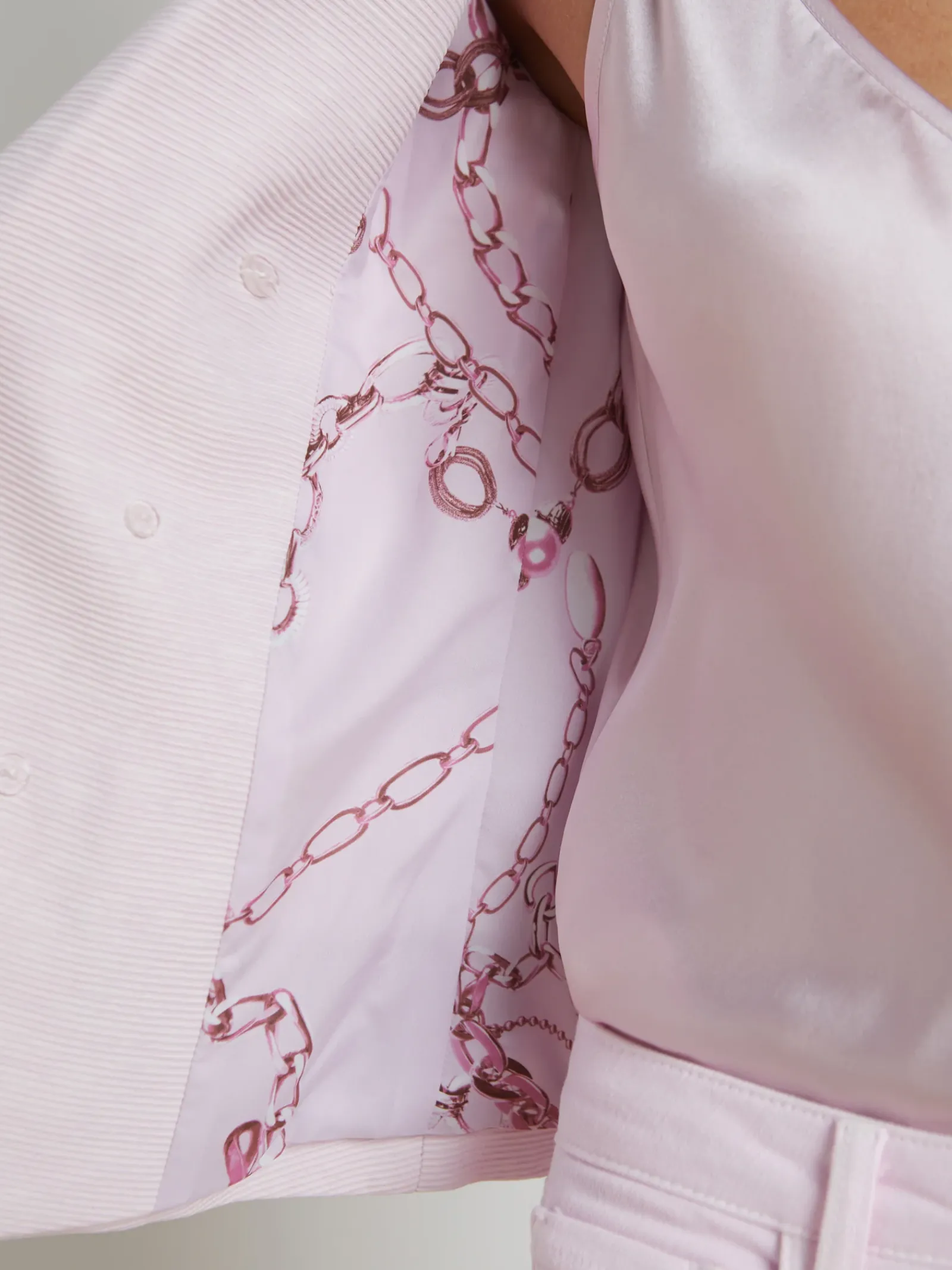 L'AGENCE Spring '24 Catalog|Spring Collection|Brooke Open-Front Blazer Lilac Snow/Sketch Chain