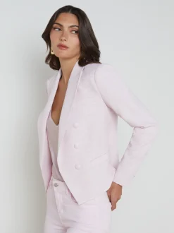L'AGENCE Spring '24 Catalog|Spring Collection|Brooke Open-Front Blazer Lilac Snow/Sketch Chain