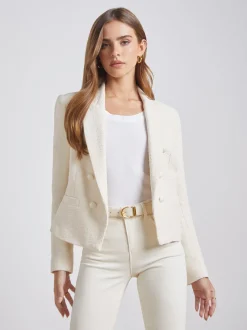 L'AGENCE Essentials|Blazers & Jackets|Brooke Open-Front Blazer Ecru