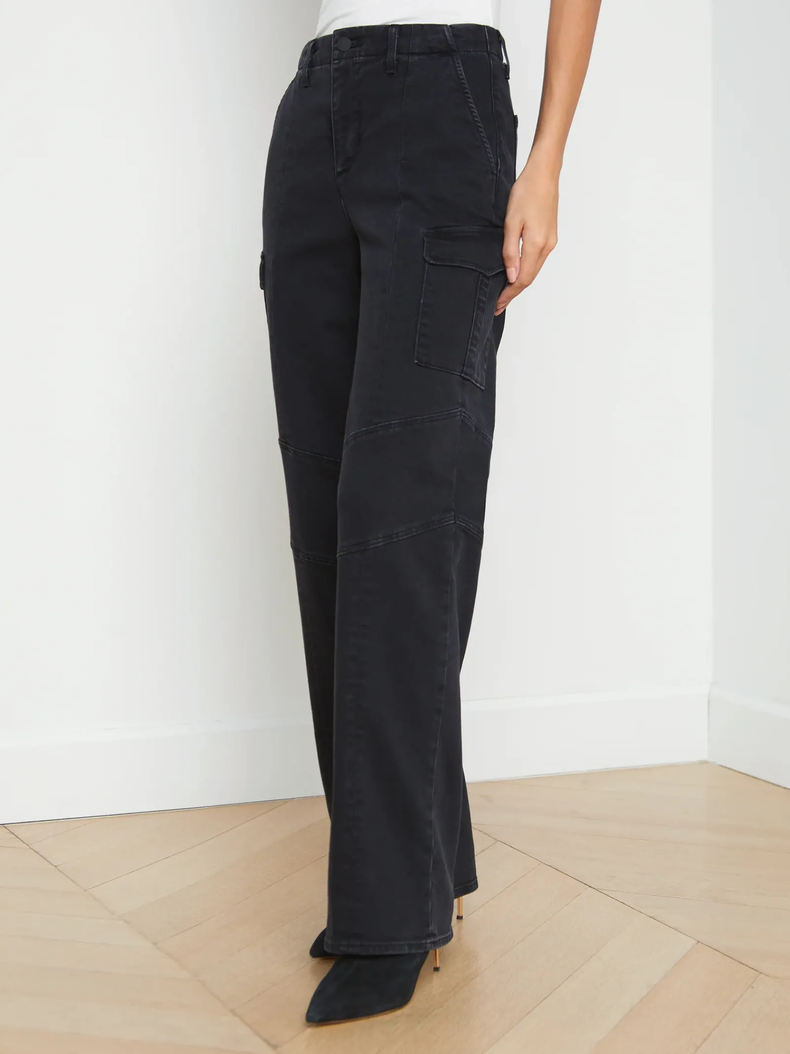 L'AGENCE All Things Black|Cargo Pants|Brooklyn Cargo Jean Washed Black