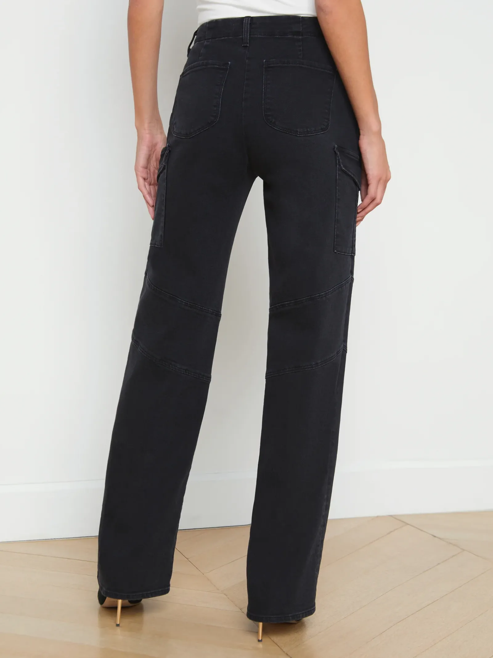L'AGENCE All Things Black|Cargo Pants|Brooklyn Cargo Jean Washed Black