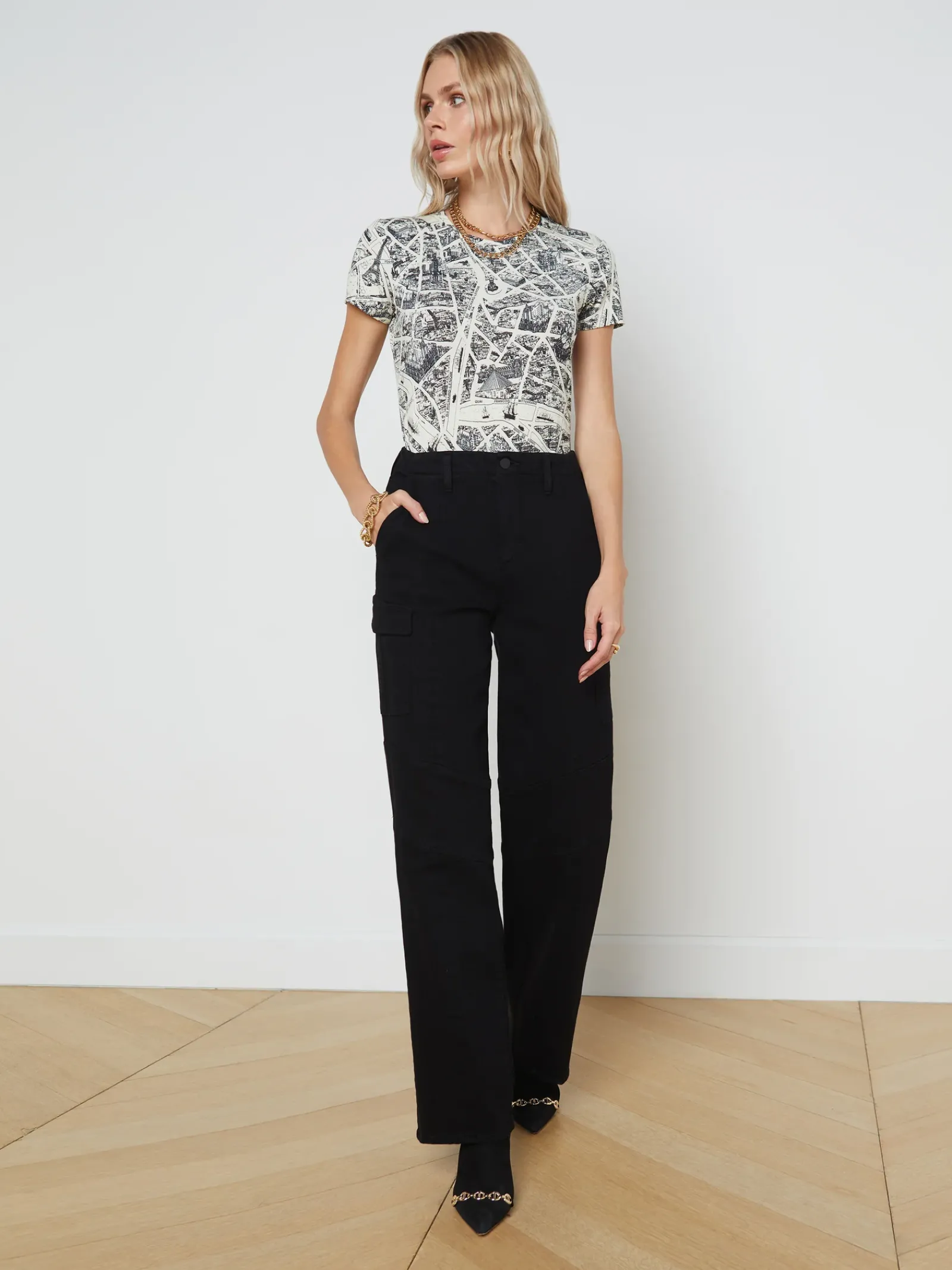 L'AGENCE All Things Black|Cargo Pants|Brooklyn Cargo Jean Noir