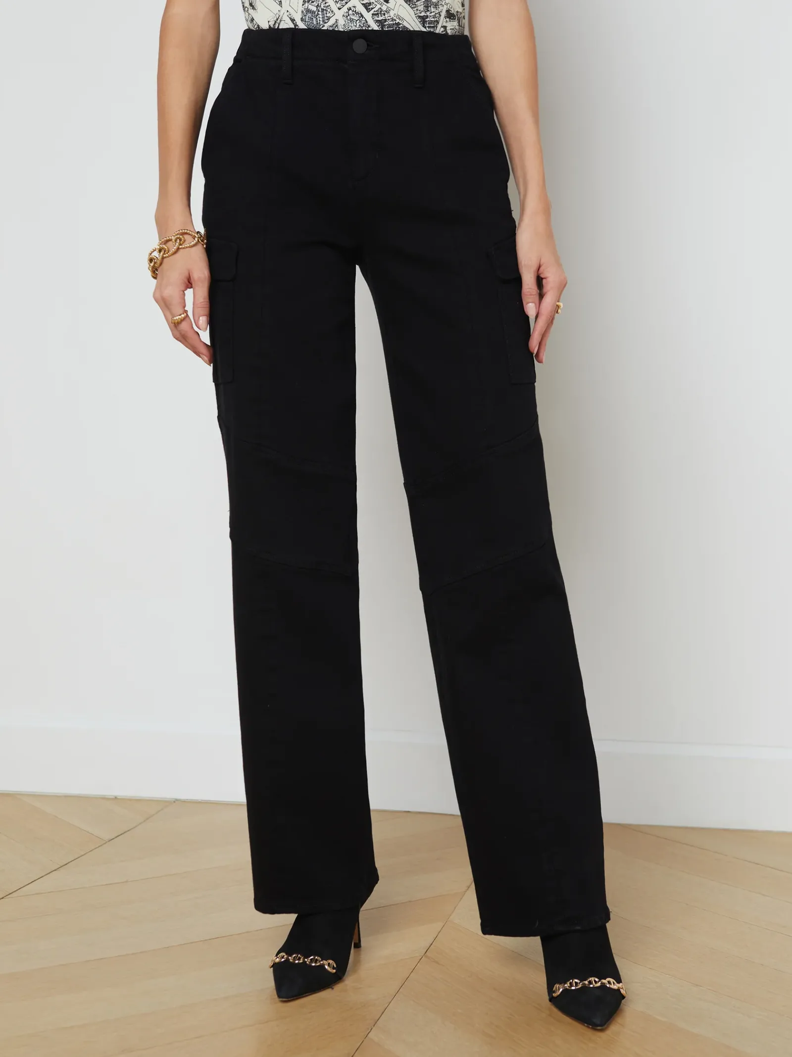 L'AGENCE All Things Black|Cargo Pants|Brooklyn Cargo Jean Noir