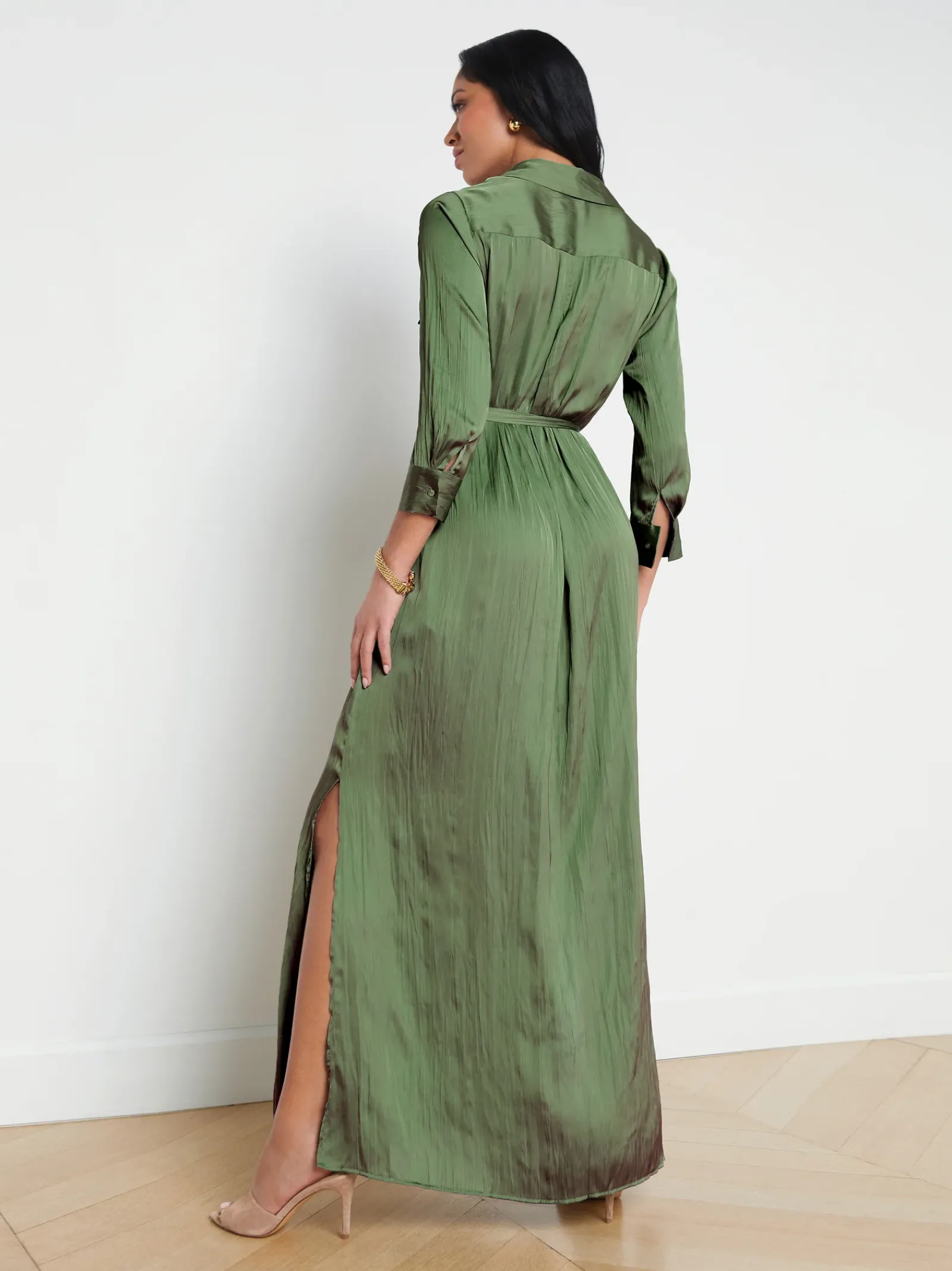 L'AGENCE Spring Collection|Dresses & Jumpsuits|Cameron Maxi Shirt Dress Clover