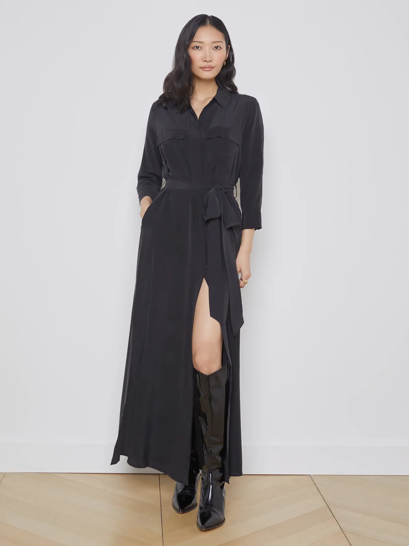 L'AGENCE All Things Black|Essentials|Cameron Shirt Dress Black