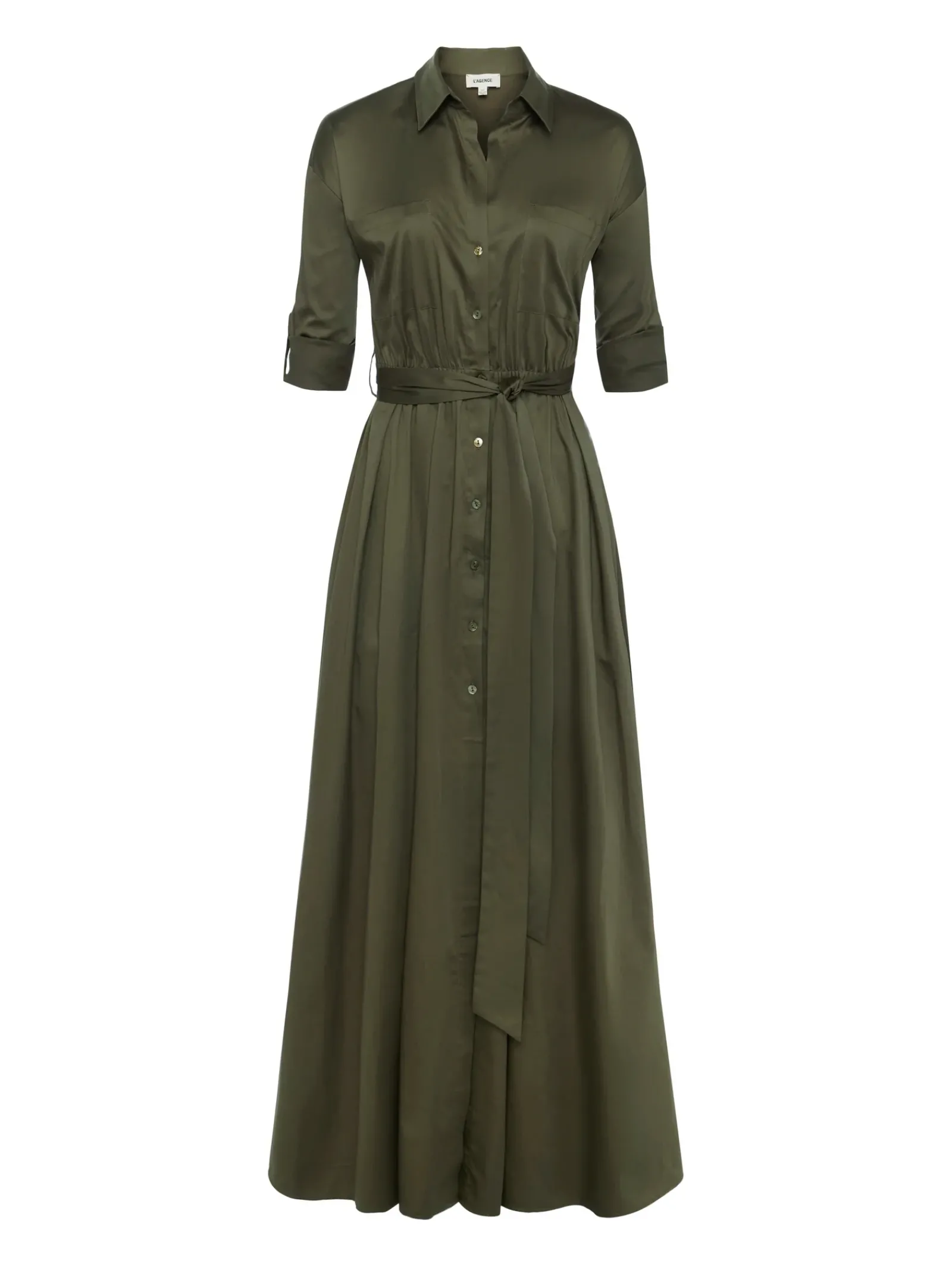 L'AGENCE Spring Collection|Dresses & Jumpsuits|Cammi Poplin Dress Ivy Green
