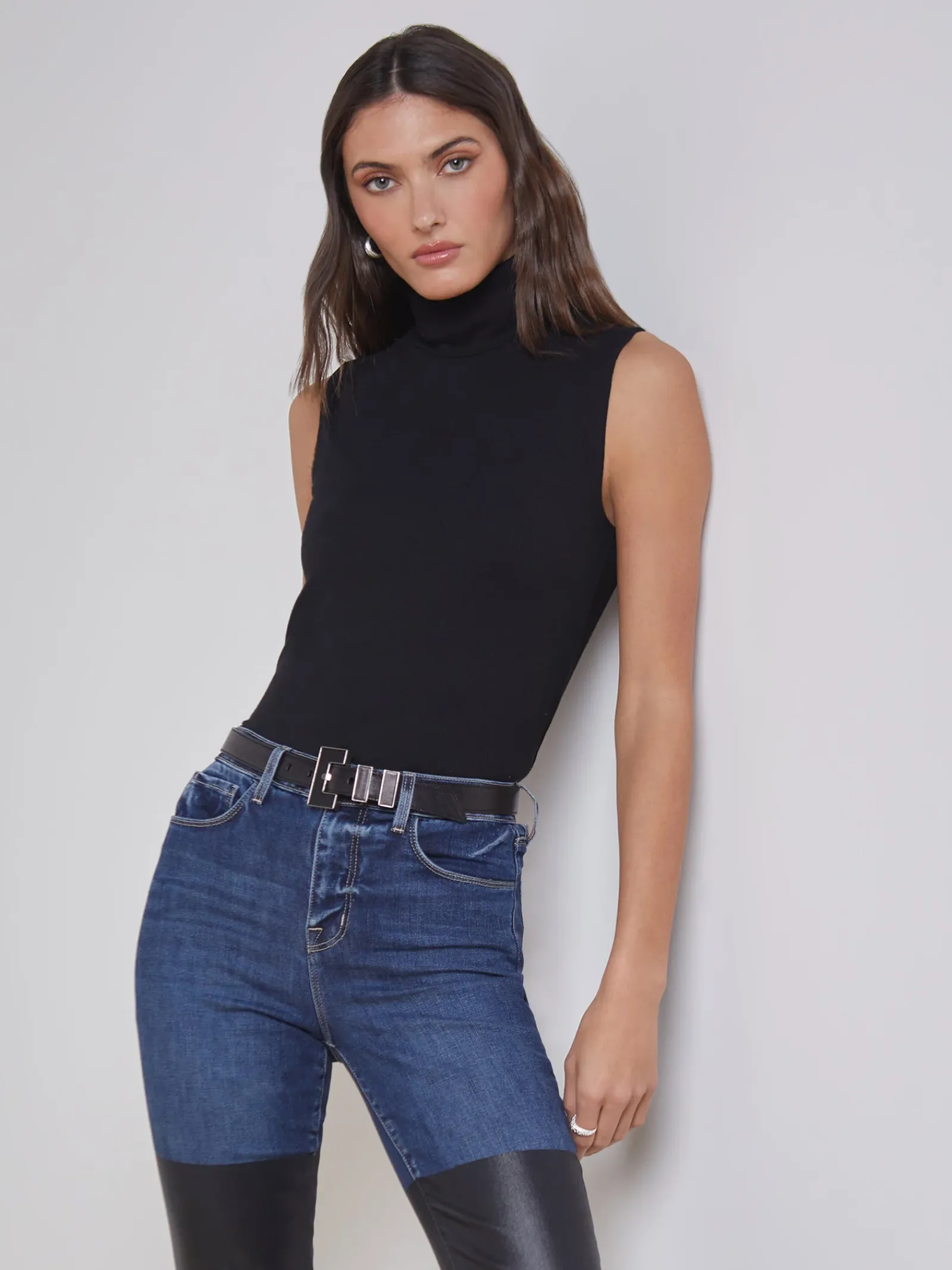L'AGENCE All Things Black|Blouses & Tops|Ceci Sleeveless Turtleneck Micro Modal Black