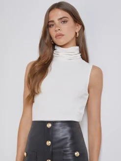L'AGENCE Nouveau Whites|Best Sellers|Ceci Sleeveless Turtleneck Off White