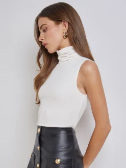 L'AGENCE Nouveau Whites|Best Sellers|Ceci Sleeveless Turtleneck Off White