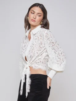 L'AGENCE Nouveau Whites|Online Exclusives|Cedar Lace Top Off White