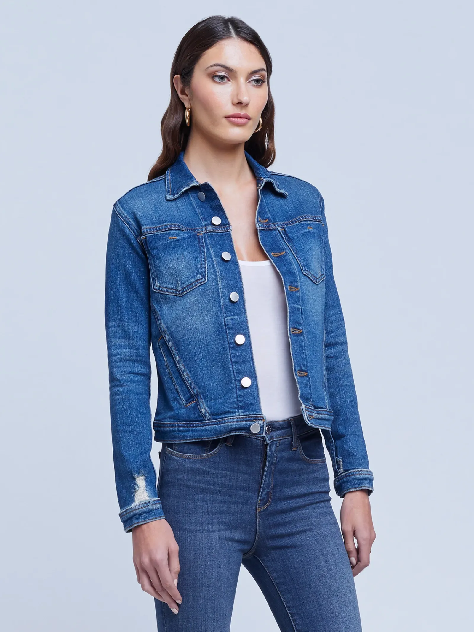 L'AGENCE Denim Jackets|Essentials|Celine Jacket Authentique Distressed