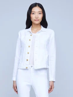 L'AGENCE Nouveau Whites|Denim Jackets|Celine Linen Jacket Blanc