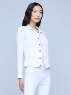 L'AGENCE Nouveau Whites|Denim Jackets|Celine Linen Jacket Blanc