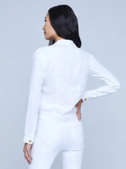 L'AGENCE Nouveau Whites|Denim Jackets|Celine Linen Jacket Blanc