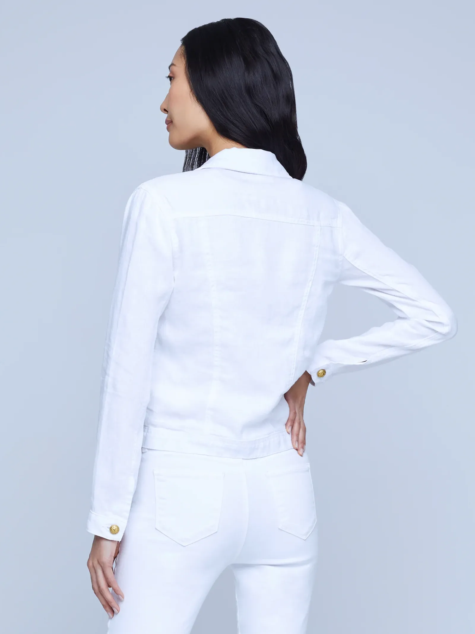 L'AGENCE Nouveau Whites|Denim Jackets|Celine Linen Jacket Blanc