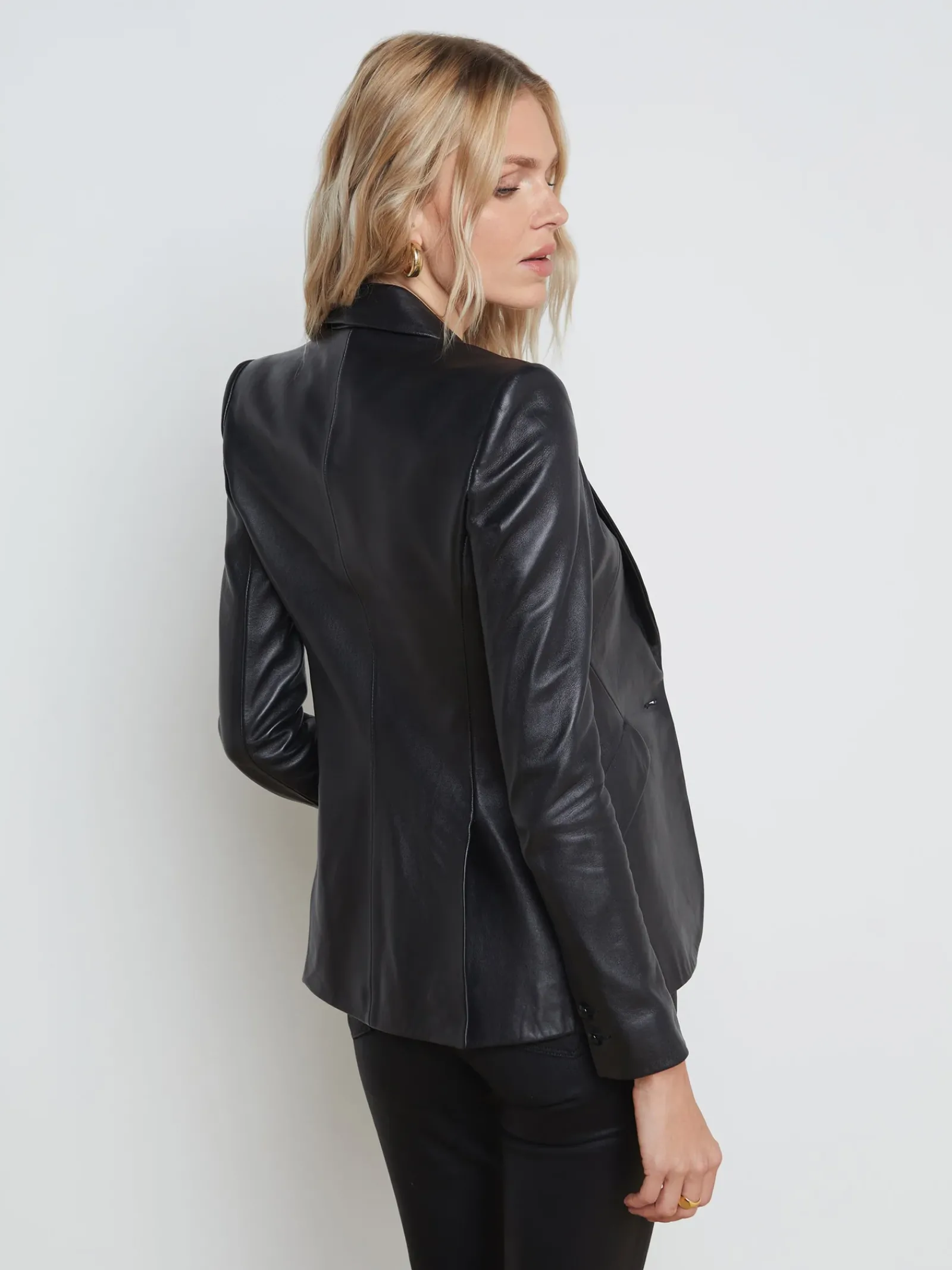 L'AGENCE All Things Black|Leather|Chamberlain Leather Blazer Black