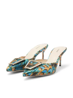 L'AGENCE Resort Collection|Print Edition|Charlene Mule Parrot Feather Satin