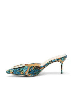L'AGENCE Resort Collection|Print Edition|Charlene Mule Parrot Feather Satin
