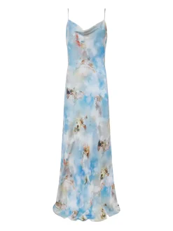 L'AGENCE Spring '24 Catalog|Print Edition|Christine Silk Dress Light Blue Multi Renaissance