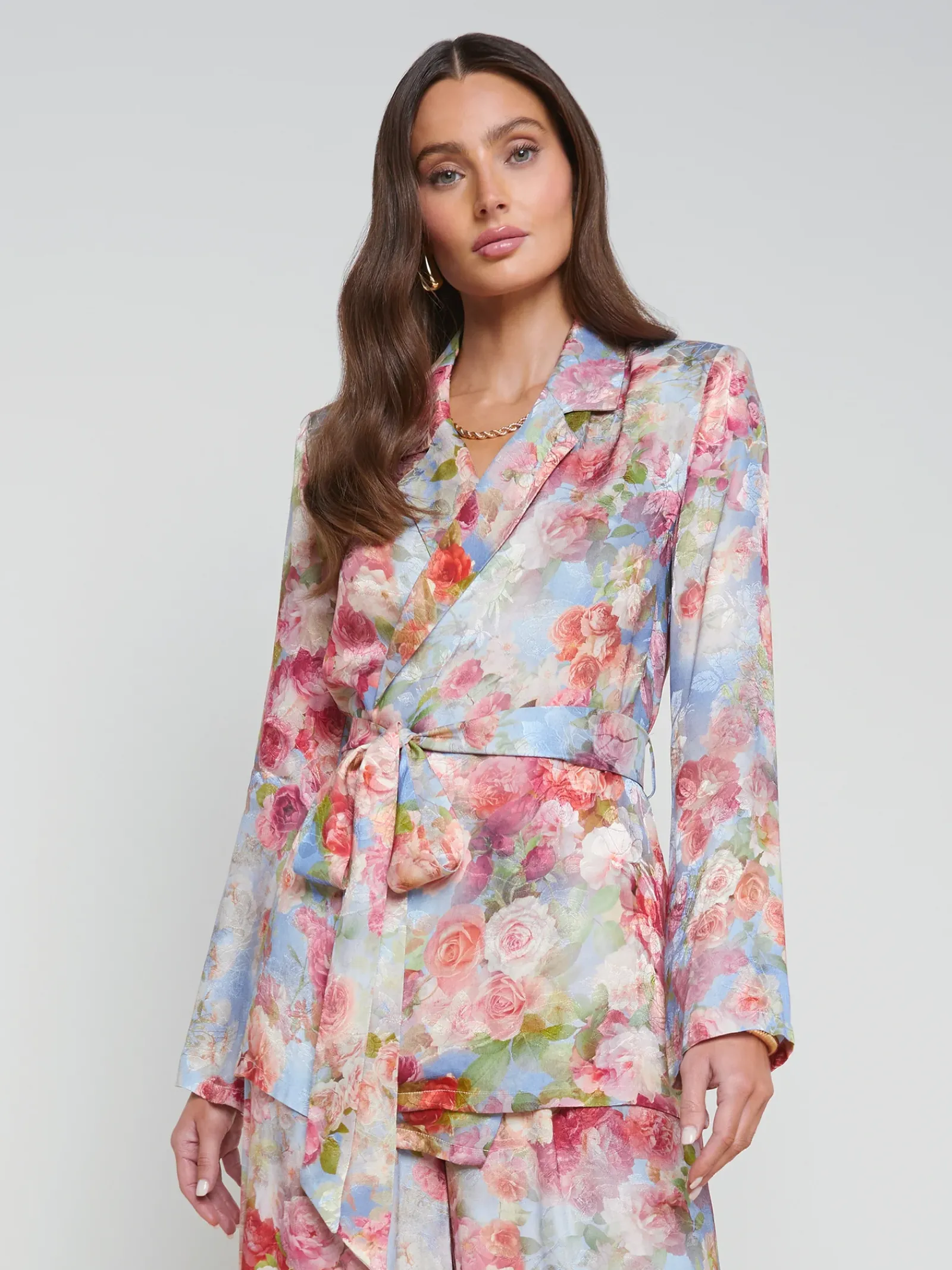 L'AGENCE Sets|Print Edition|Ciara Robe Blouse Multi Soft Cloud Floral