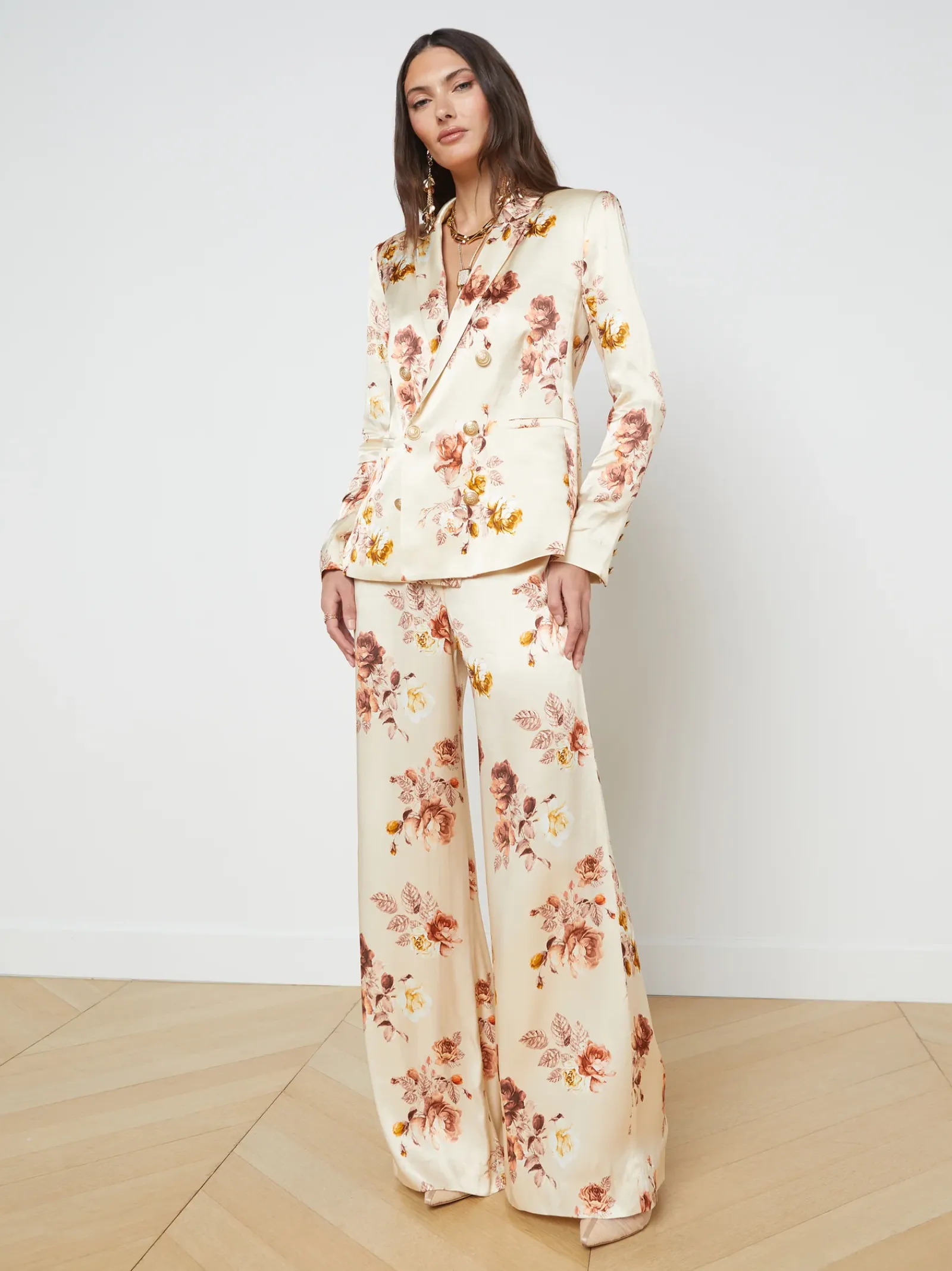 L'AGENCE Sets|Resort Collection|Colin Blazer Buff Multi Tonal Rose Floral