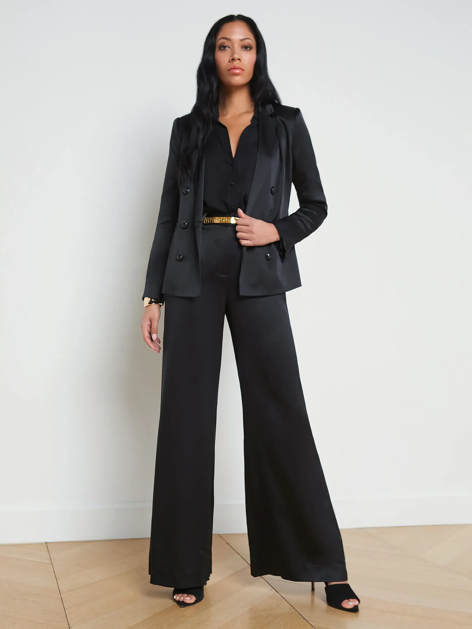 L'AGENCE All Things Black|Sets|Colin Silk Charmeuse Blazer Black