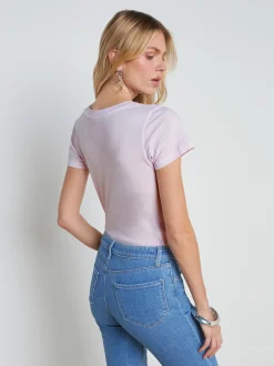 L'AGENCE Spring Collection|Tees|Cory Cotton Scoopneck Tee Lilac Snow