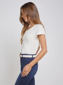 L'AGENCE Nouveau Whites|Spring '24 Catalog|Cory Cotton Scoopneck Tee Vintage White