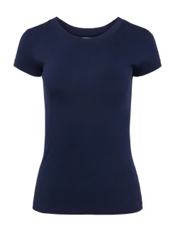 L'AGENCE Essentials|Tees|Cory Cotton Scoopneck Tee Navy