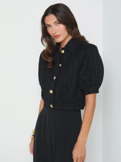 L'AGENCE All Things Black|Spring Collection|Cove Cropped Tweed Jacket Black