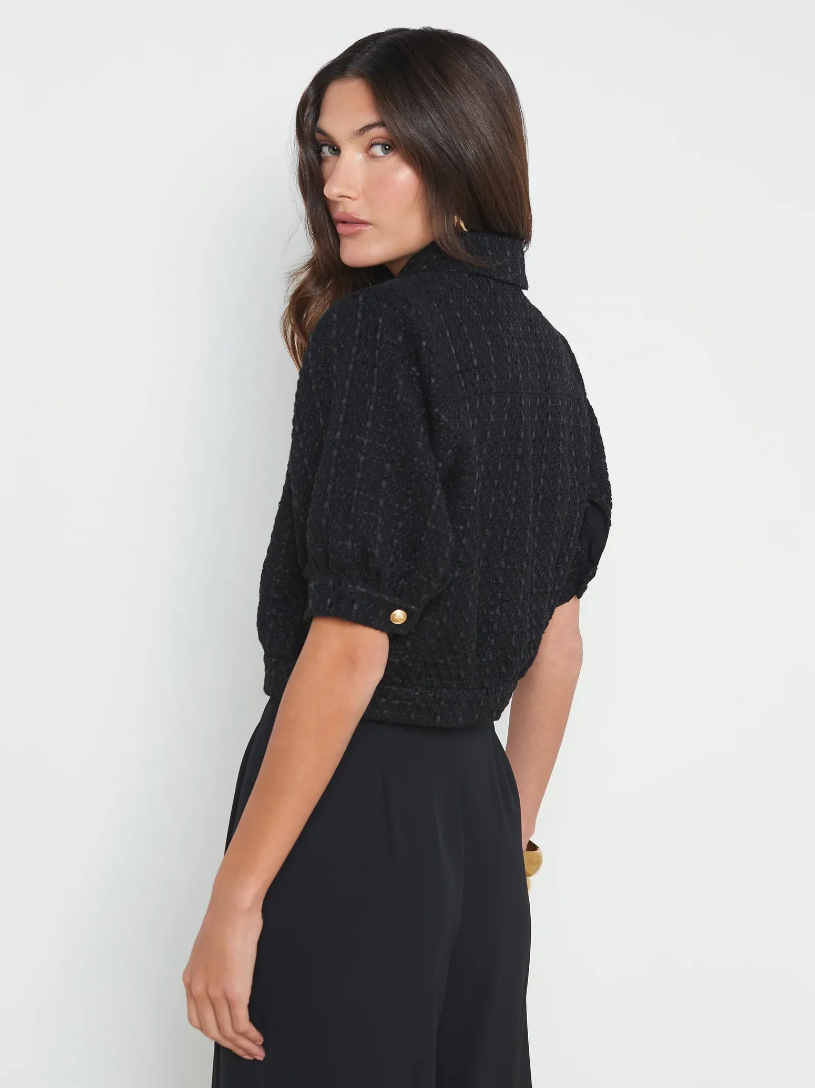 L'AGENCE All Things Black|Spring Collection|Cove Cropped Tweed Jacket Black