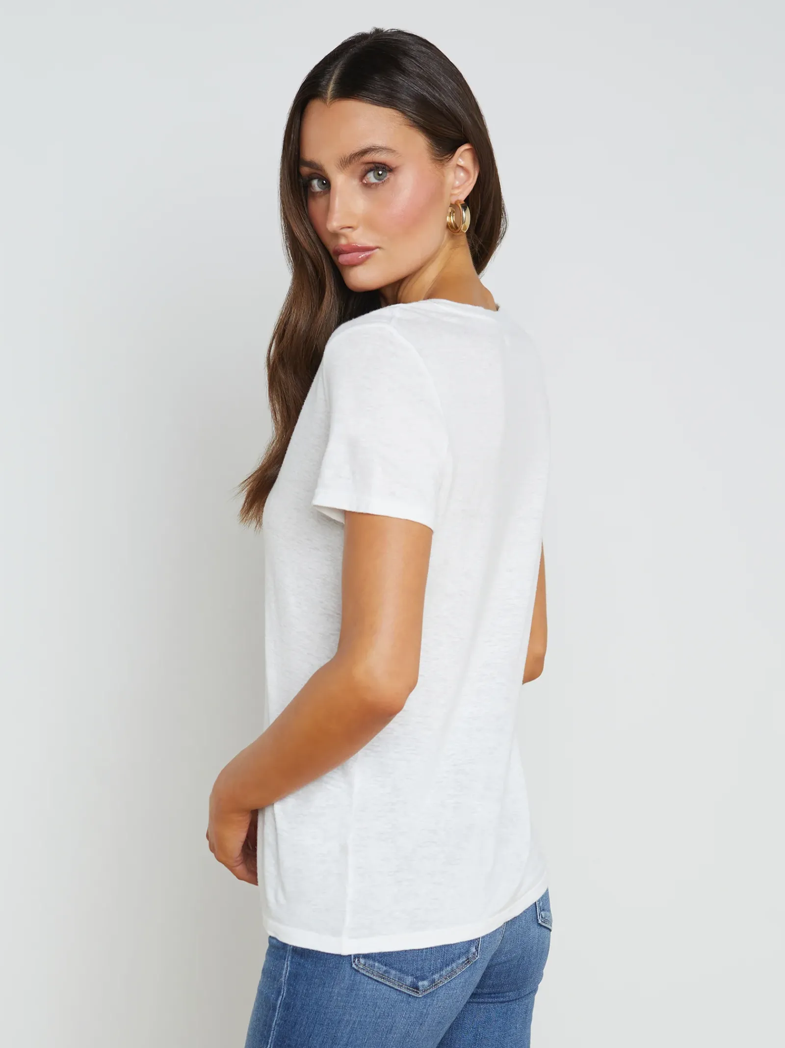 L'AGENCE Tees|Daijia V-Neck Tee White
