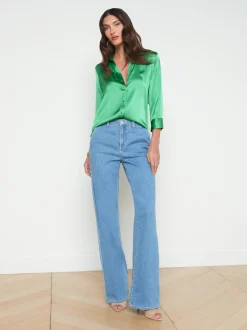 L'AGENCE Spring Collection|Silks|Dani Silk Blouse Fern