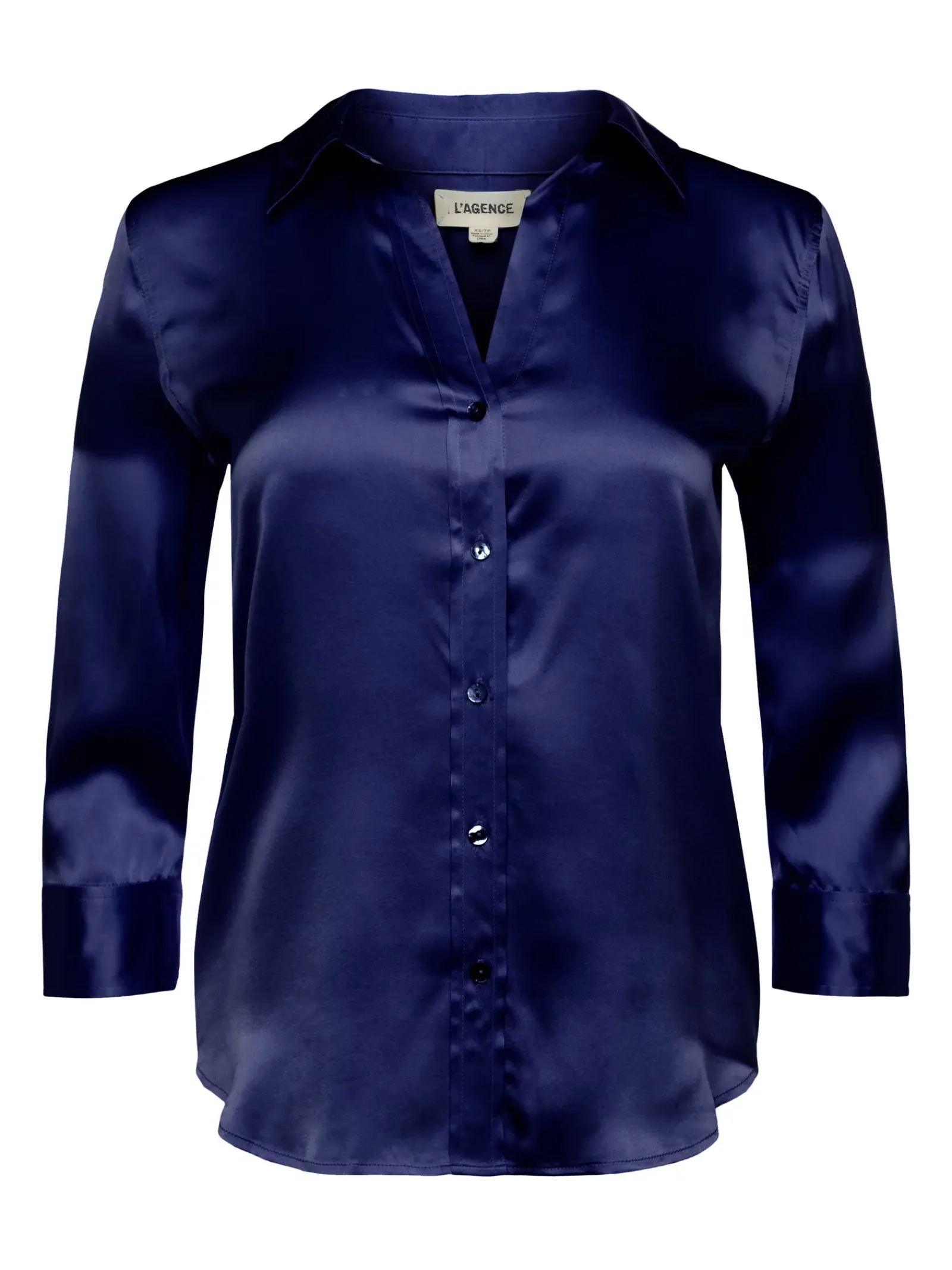 L'AGENCE Back in Stock|Silks|Dani Silk Blouse Midnight