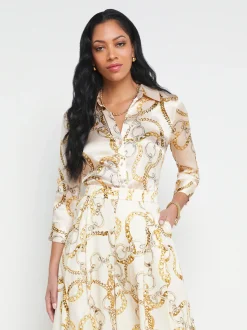 L'AGENCE Sets|Spring '24 Catalog|Dani Silk Blouse Ecru Multi Oversized Chain